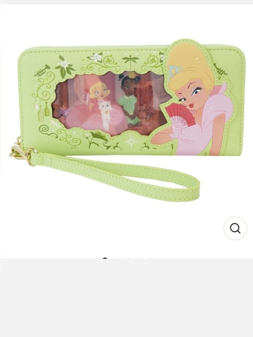 Disney Princess Tiana & Cinderella Green Wristlet Wallet